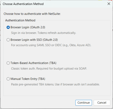 Choose Authentication Method