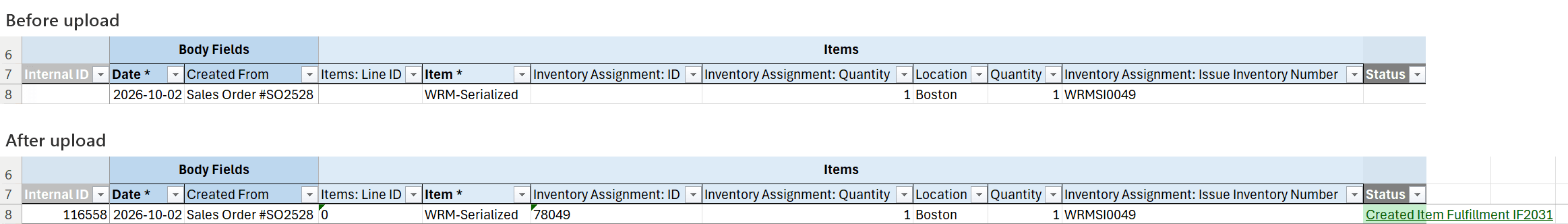 A fulfillment created from a sales order