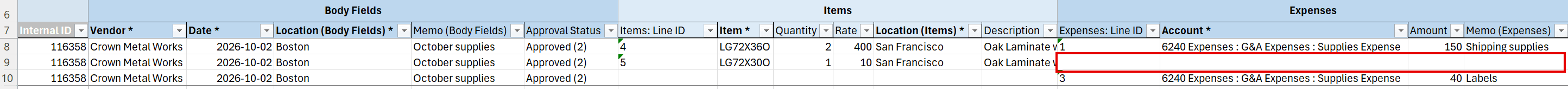 Deleting one of two lines on a row