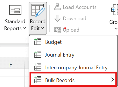 Bulk Records menu