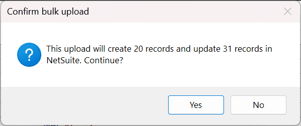 Confirm bulk upload