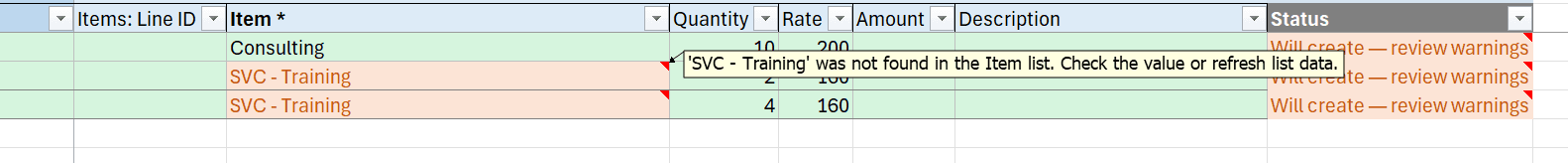 Validation hover note