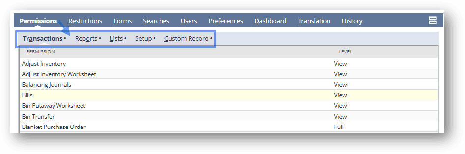 Role Permissions