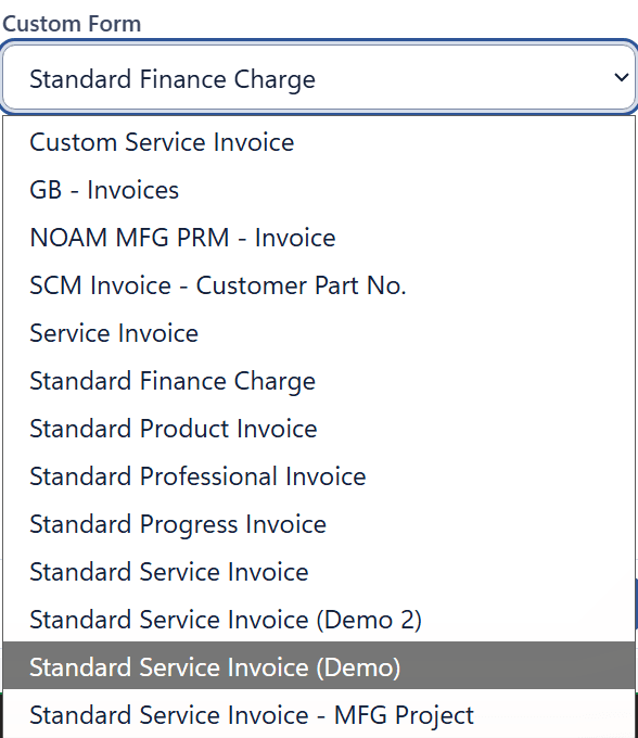 Custom Form list