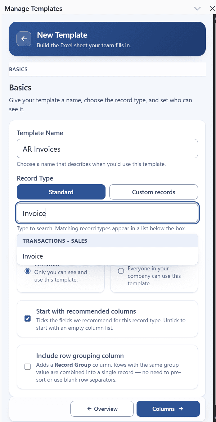 Record type search
