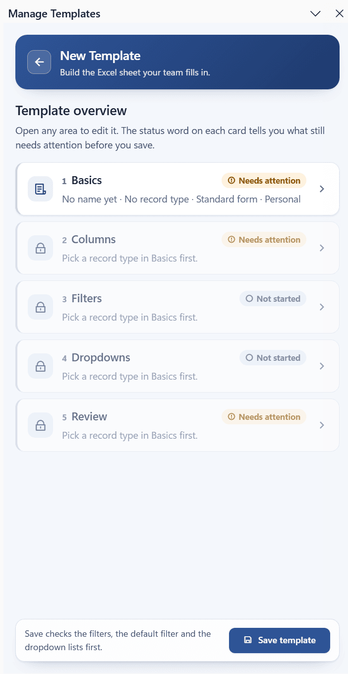 Template editor hub