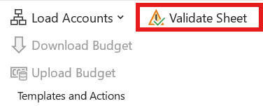 Validate Sheet on the Budget template